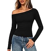 DCCISU Women’s Off The Shoulder Top Long Sleeve Slim Fit Going Out Basic Tee