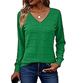 Zeagoo Womens Sweaters Fall Casual Long Sleeve V Neck Shirts Lightweight Crochet Ribbed Knit Pullover Tops Outfits