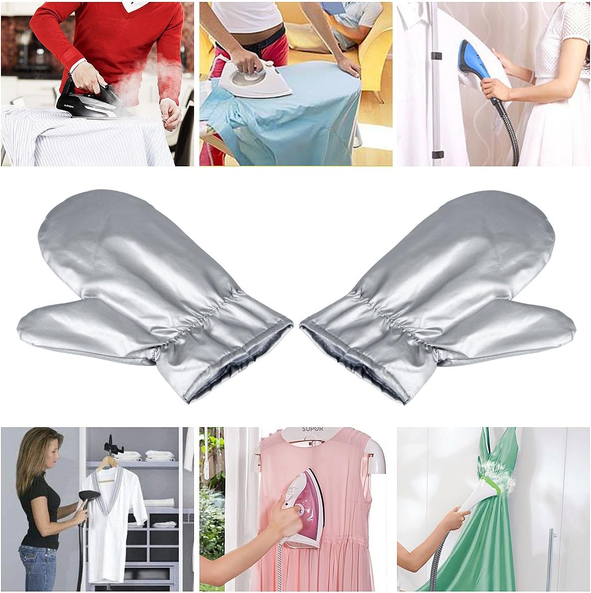 Upgraded Garment Steamer Ironing Gloves Mitt Tingtio Anti Steam Gloves Durable Heat Resistant Waterproof Protective Ironing Glove for Garment Steamer Silver-1 Pair: Home & Kitchen