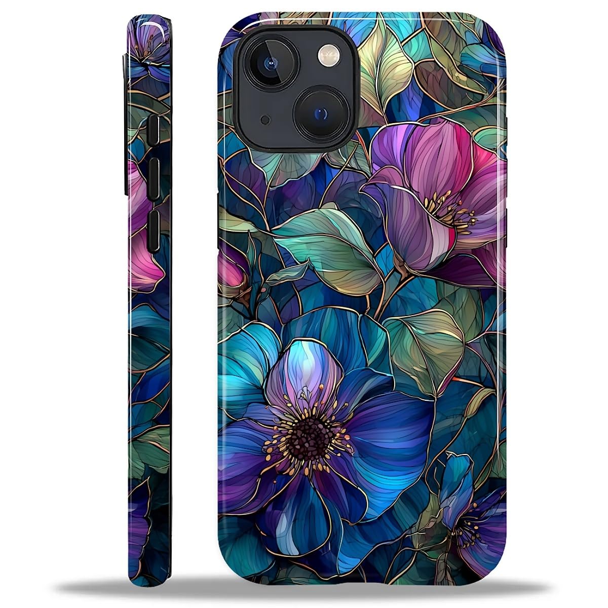 DAIZAG Case for iPhone 14 Plus,Lovely Phone Case for Girls Women,Scratch Resistant Shockproof Protective Cover-Gradient Color Flowers
