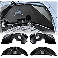 V-SEK Front & Rear Inner Fender Liner Wheel Well Set Aluminum Mud Guards Fashion Pattern Compatible with Jeep Wrangler JK JKU Unlimited 2007-2018 Black
