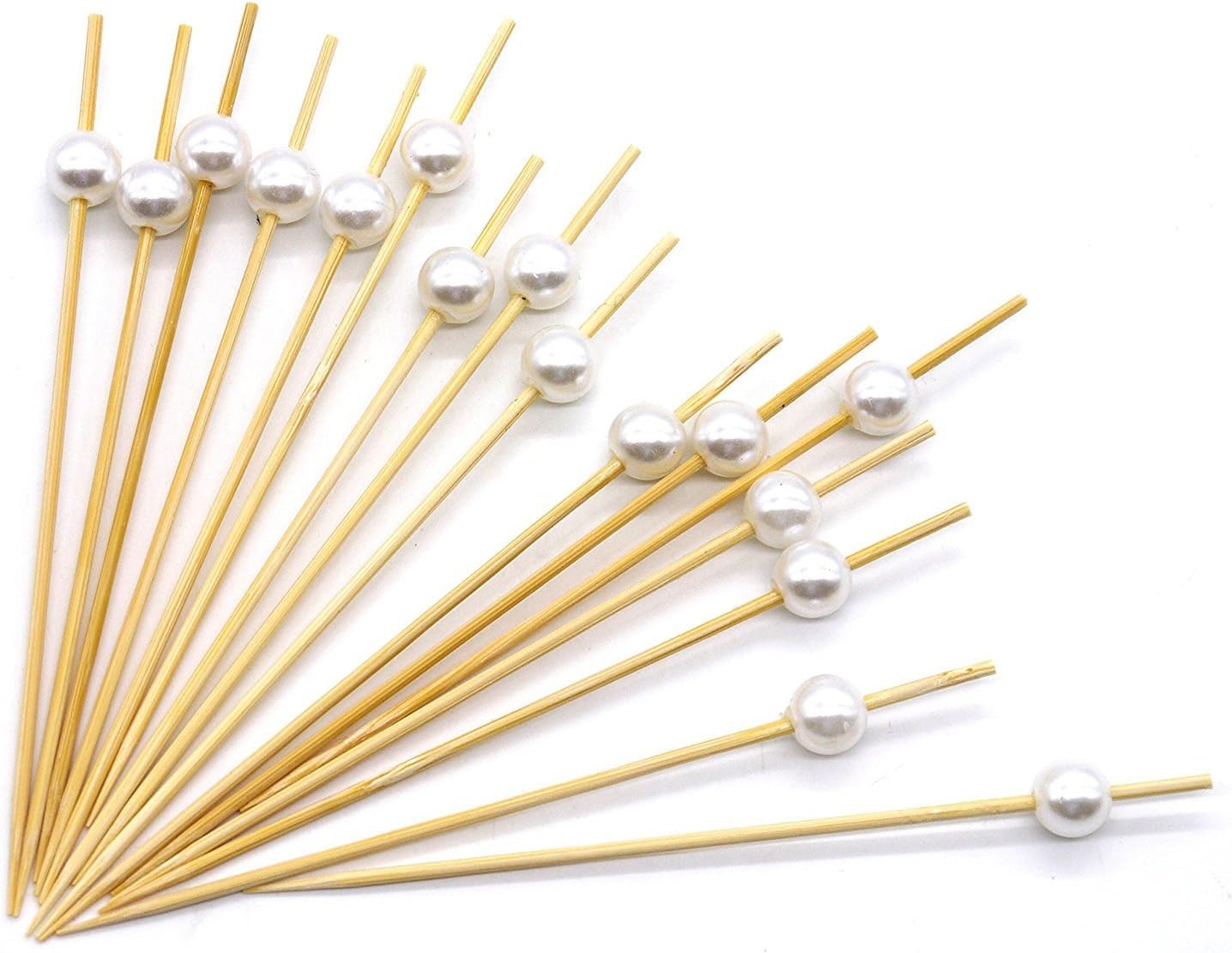 PuTwo Handmade Bamboo, White Pearl Food Sticks, 300 Counts