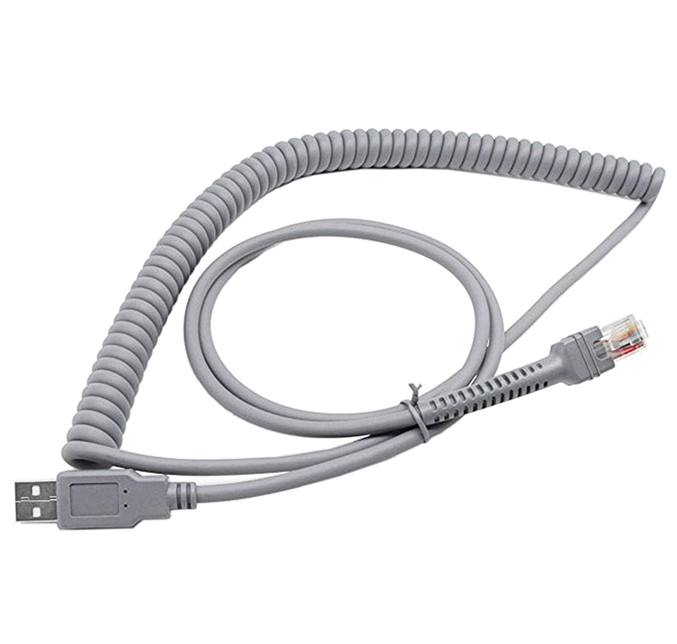 CERRXIAN Symbol Ls2208 USB Cable,USB A to RJ45 Coiled Spiral Extension Cable, Motorola Symbol Barcode Scanner Ls2208ap Ls1203 Ls4208 Ls4278 Ds6707 Ds6708 USB Cable,(10ft,3M)