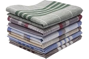 Dokpav 6 Pcs Men's Handkerchiefs, Soft Cotton Pocket Handkerchiefs 40x40cm Squares Hankies Checkered Handkerchiefs For Men