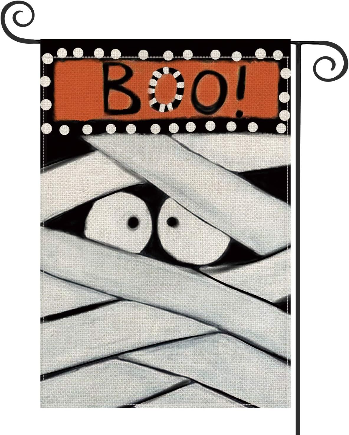 AVOIN Halloween Boo Garden Flag Vertical Double Sized, Cartoon Mummy Day of The Dead Yard Outdoor Decoration 12.5 x 18 Inch