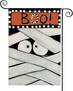 AVOIN Halloween Boo Garden Flag Vertical Double Sized, Cartoon Mummy Day of The Dead Yard Outdoor Decoration 12.5 x 18 Inch