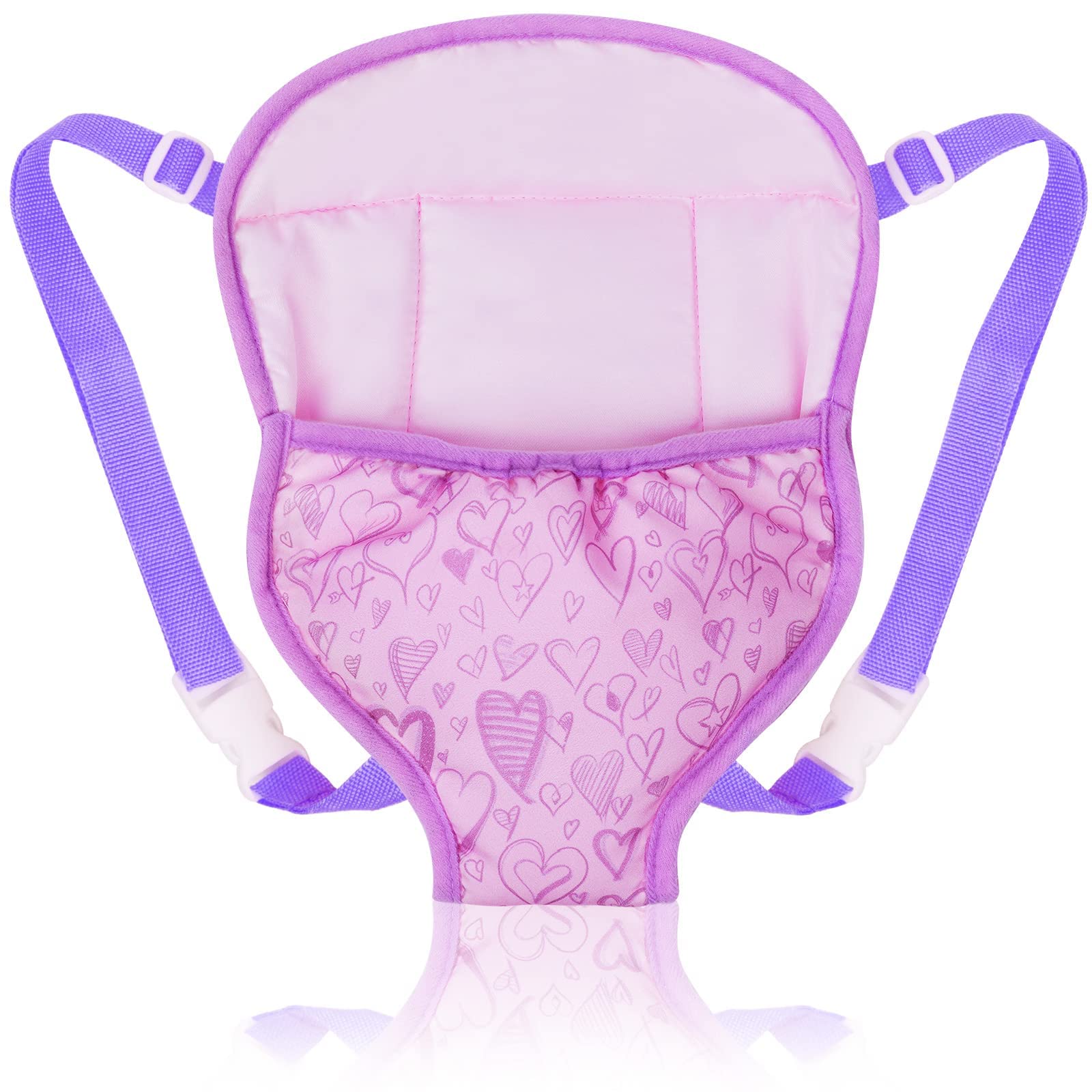 Aolso Baby Doll Carrier Storage Bag Backpack with Adjustable Straps, Front and Back Portable Bag Doll Accessories for 14-18 Inch Dolls-Heart