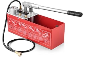 VEVOR Hydrostatic Test Pump, Max 25 bar/362 PSI, Dual Valve Hydraulic Manual Water Pressure Tester Kit with Gauge 2.8 Gal Wat