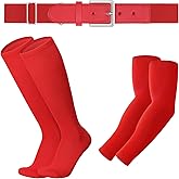 LEACOOLKEY Baseball Belt and Socks Softball Belt Socks Combo Set for Youth and Adult