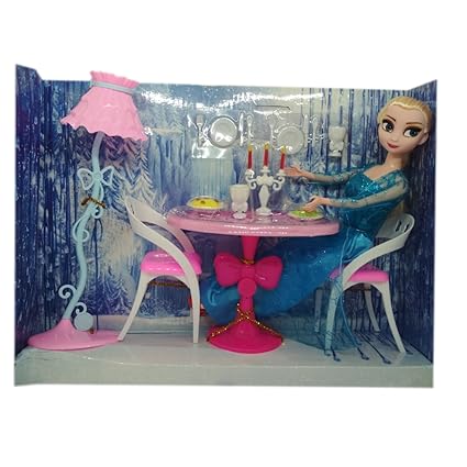 Frozen Glam Dining Room Furniture & Frozen Doll Set (Elsa)
