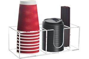 Beitiny Coffee Cup Holder for Countertop, Acrylic Coffee Bar Accessories and Organizer, Clear Coffee Station Organizer Farmhouse Table Decor