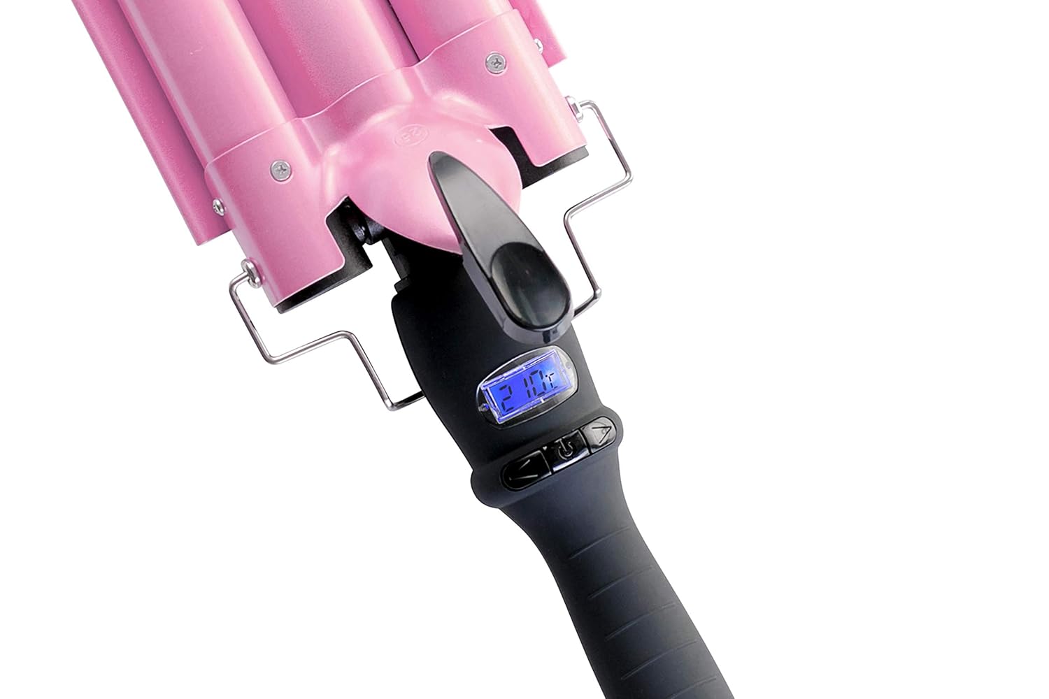 Alure Three Barrel Curling Iron Wand with LCD Temperature Display - 1 Inch Ceramic Tourmaline Triple Barrels, Dual Voltage Crimp: Beauty