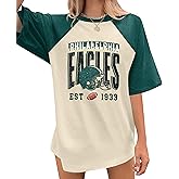 Football Shirts for Women Game Day Shirt Football Season Tshirt Team Fan Tees Graphic Raglan Short Sleeve Tops