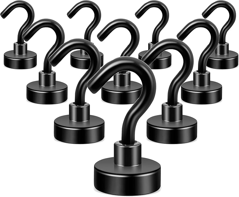 Neosmuk Magnetic Hooks 22 lb Heavy Duty Black 10 Pack