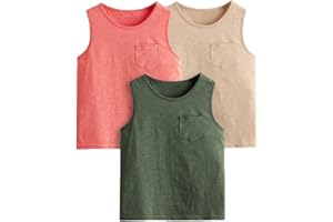 Floerns Boy's 3 Pcs Sleeveless Crew Neck Pocket Casual Solid Tank Top