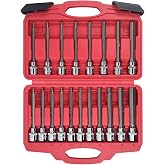 AMM 3/8 Inch Drive Extra Long allen hex bit socket set,19-Piece Standard SAE &amp; Metric Allen socket set, S2 Alloy steel, Automobile repair tools