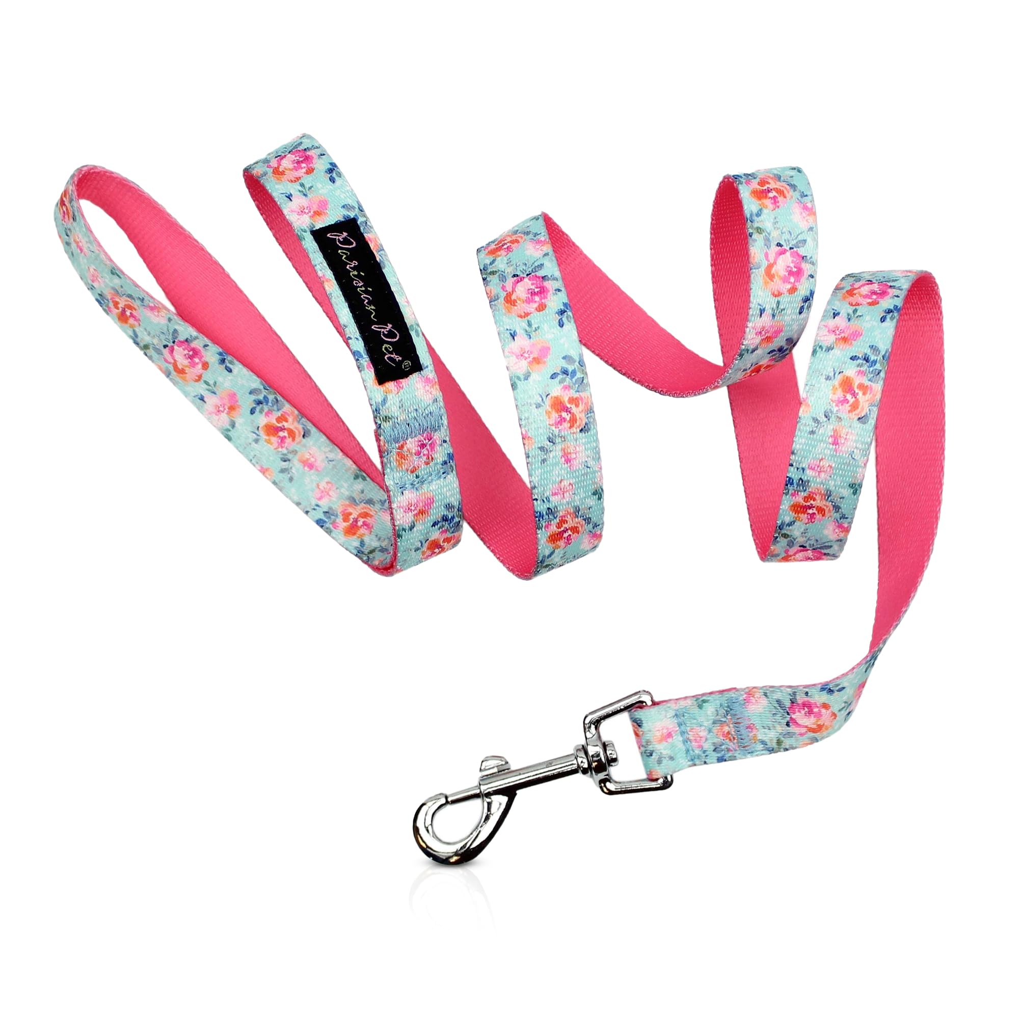Parisian Pet Girly Dog Leash - 4ft Long, Spring Blossoms Durable Nylon Dog Training Leash - Traction Rope for Small/Medium Dogs