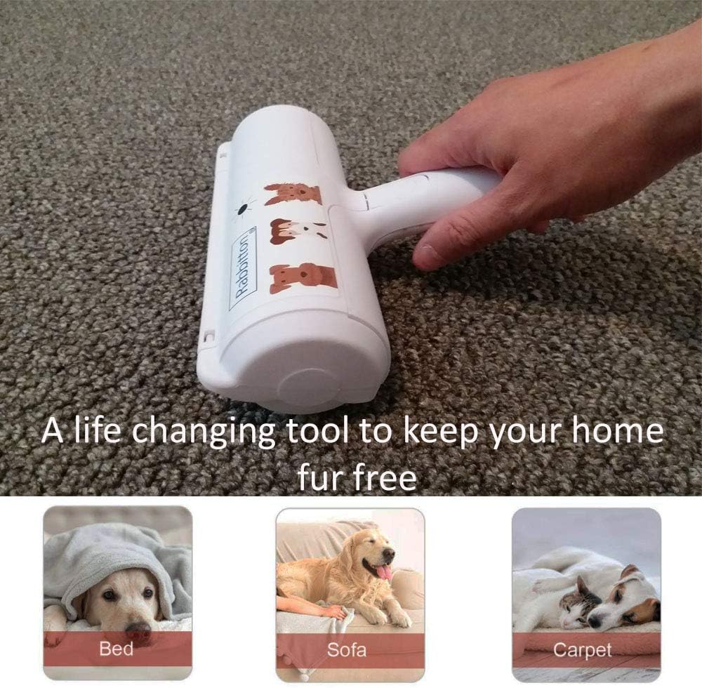 Rabbitton Roller Pet Hair Remover – Dog Hair Remover and Cat Hair Remover. Best Fur Remover to Make Couch Cleaner and More. Gift, a Pair of Pet Grooming Gloves are Included.