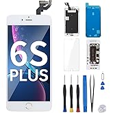 Risidamoy for iPhone 6S Plus Screen Replacement with Home Button 5.5" White | LCD Display Digitizer Full Assembly 6splus 3D Touch Fix Tools with Speaker Sensor Front Camera Glass Repair Kit A1634 A1687