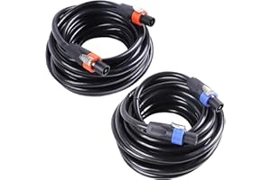 SUNNAREPOON 25 Feet Pack of 2 Heavy Duty 4 Pole SpeakOn Cables, 12 Gauge for PA DJ Studio, Stage Extension Wire with Twist Lock (4 Conductors, 25Ft.)