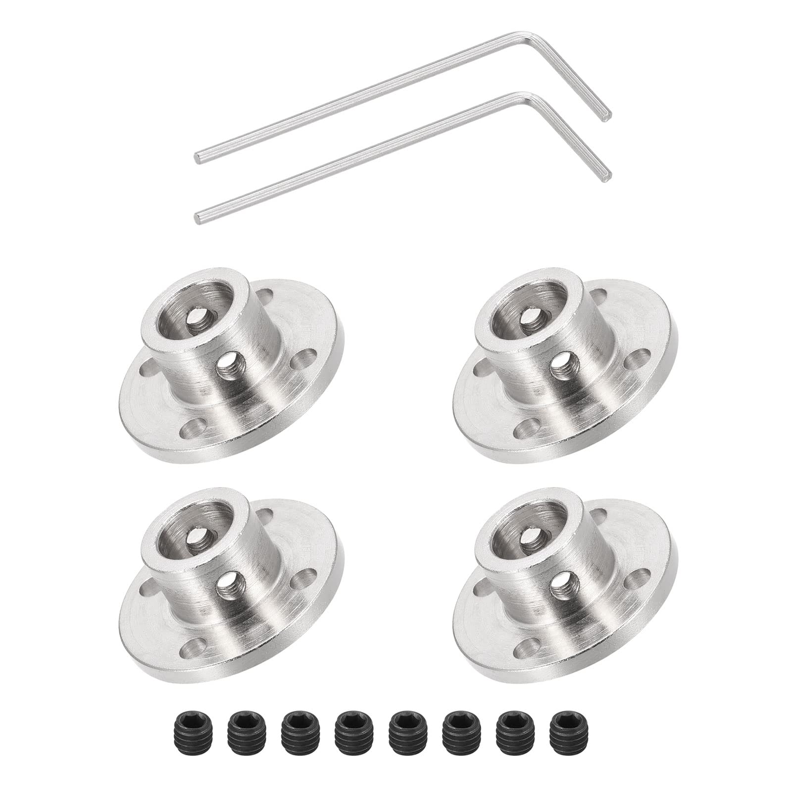DMiotech 4 Pack 11mm Flange Coupling Connector Rigid Guide Shaft Support Coupler Shaft Coupling with M2 Hex Wrench and Screws for DIY RC Model Motors