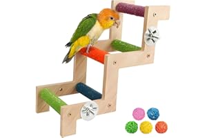 Hamiledyi Nature Wooden Bird Ladder Pet Parrots Climb Bridge Exercise Stands for Parakeet Climbing Chewing Bridge Bird Cage Accessories for Cockatiel Parakeet Lovebirds Budgie
