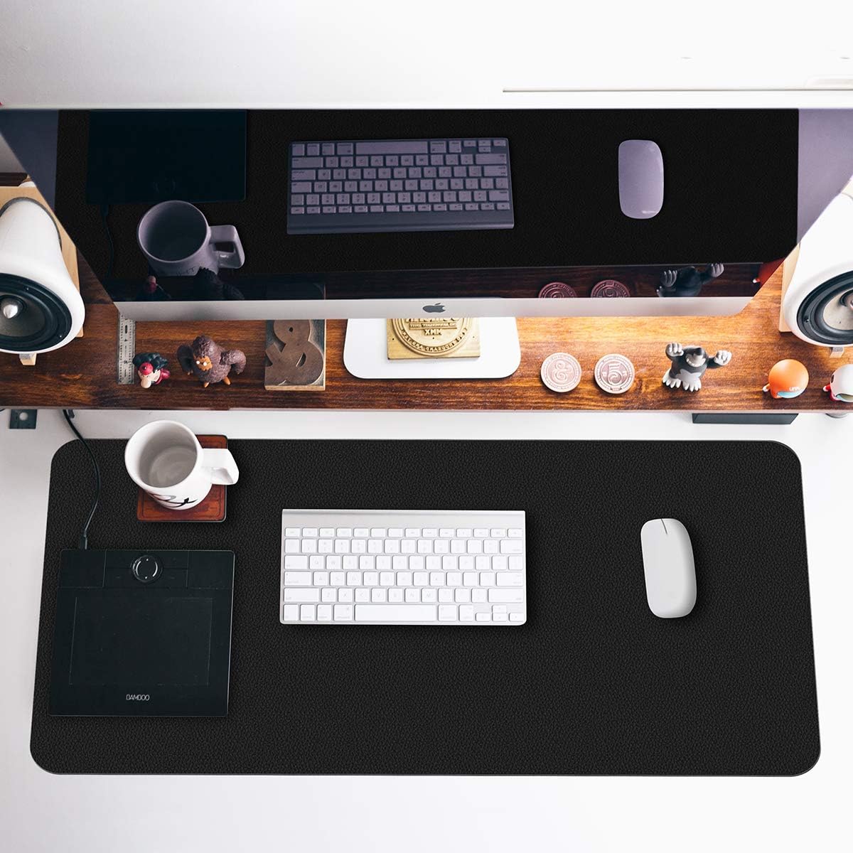 Mejerca Desk Pad Office Desk Protector Mat 31.5" x 15.7" PU Leather Laptop Waterproof Desk Blotter for Mouse Desk Writing and Gaming Mat (Midnight Black) : Office Products