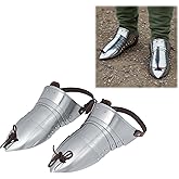 Medieval Sabatons – 18 Gauge Mild Steel Foot Armor with Adjustable Leather Straps – Articulated Knight Plate Armor for Foot for LARP, Renfair, Cosplay & Collectors