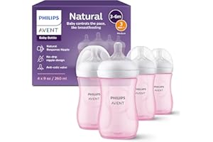 Philips Avent Biberón Natural Response│con válvula anticólicos│9 oz/260 ml│1 m+│4 pzs│SCY903/14