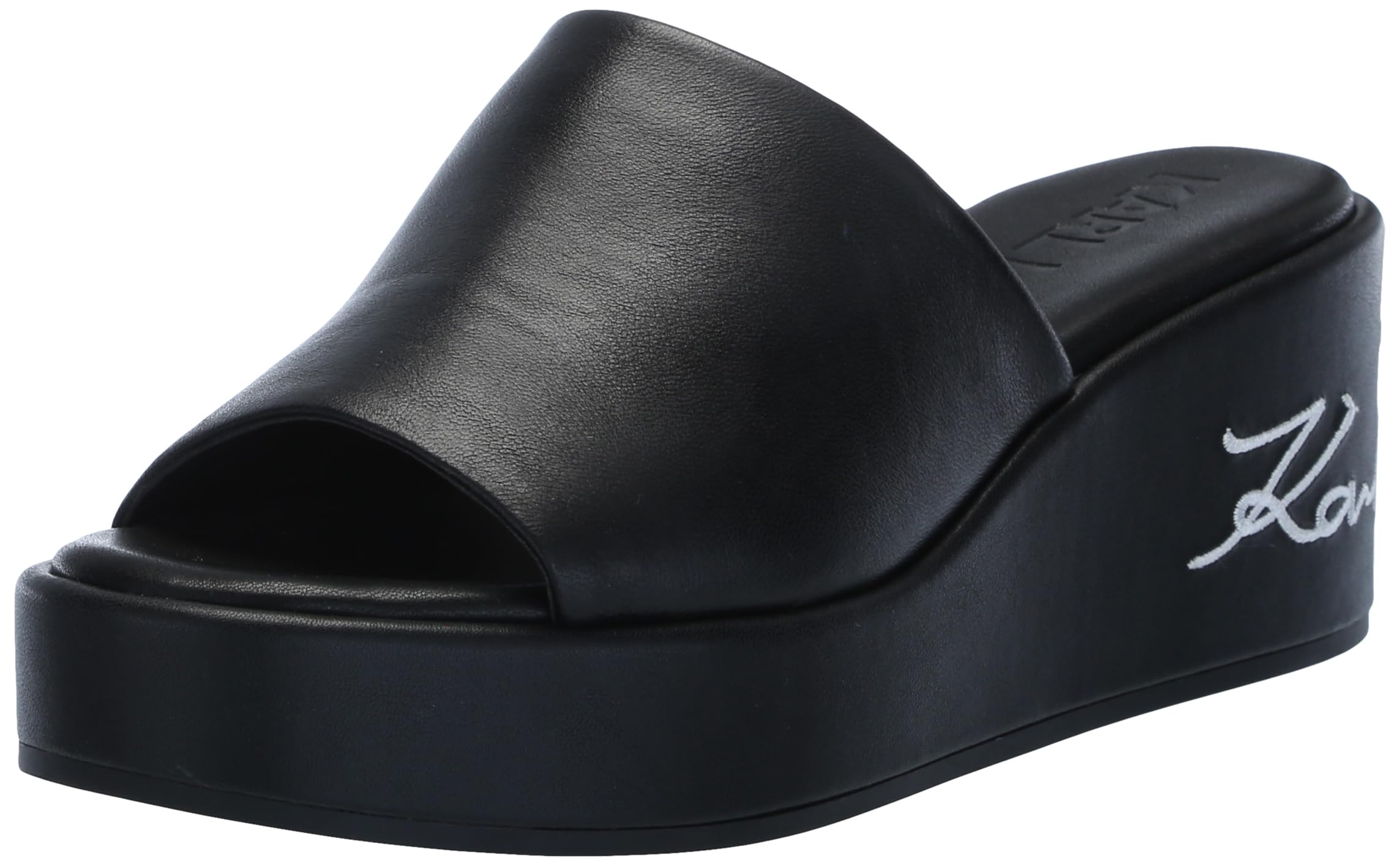 Karl Lagerfeld Paris Women’s Calvina Espadrille Wedge Sandal, Black, 9