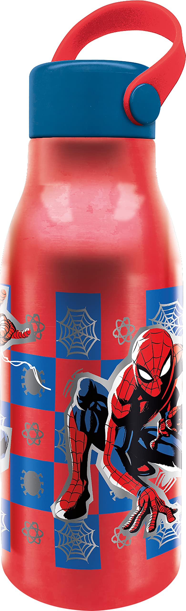 Marvel Red Kids Aluminium Spiderman 750ml Water Bottle with Silicone Cap and Handle