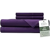 Hotel Sheets Direct 4 Piece Bed Sheet Set King Size, 100% Viscose Derived from Bamboo Sheets Set with 2 Pillowcases, Cooling & Breathable Luxury Bedding, Moisture-Wicking & Silky Soft Texture, Purple