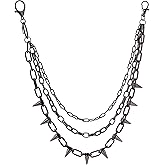 Sacina Goth Punk Layered Black Spike Pants Chain, Spiked Wallet Belt Chain, Goth Grunge Emo Punk Accessories, Jewelry Gift for Women