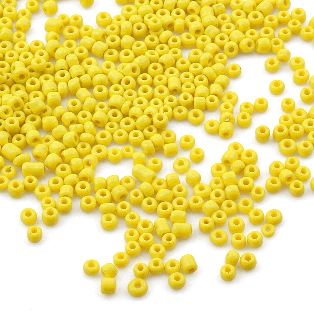 Perlin Pack of 3300 Glass Seed Beads 3 mm Opaque Matt 8/0 Pony Beads Yellow