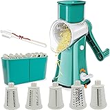 Aurrako Rotary Cheese Grater Shredder with Handle,Kitchen Vegetable slicer with 5 Stainless Steel Drum Blades,Easy Clean 18X 