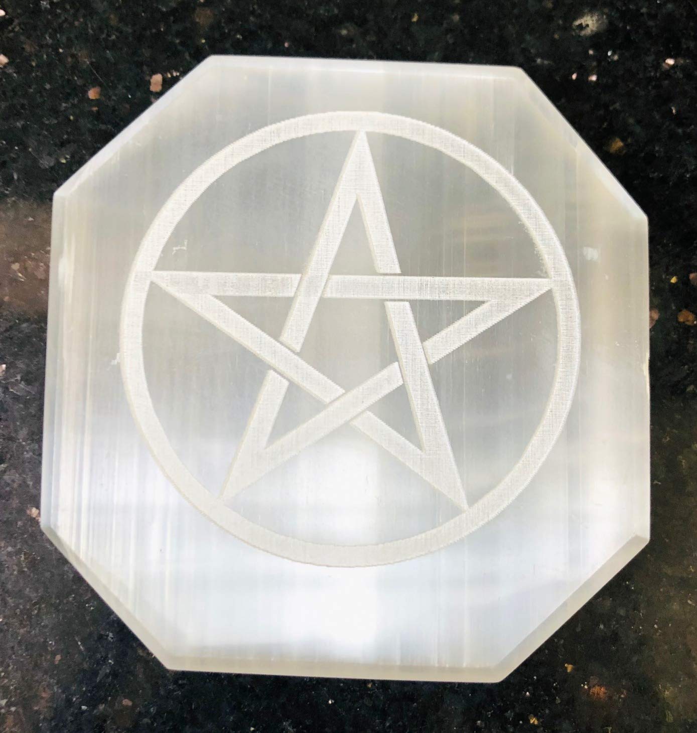 crystalmiracle Selenite Etched Merkaba Charging Plate Crystal Healing Reiki FENG Shui Gemstone Gift Handcrafted