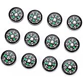 12Pcs Button Compass, Oil Filled Mini Pocket Button Compass for Camping Hiking Boating Survival Bracelets Button Small