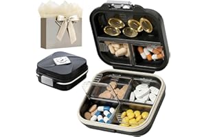 Travel Pill Organizer, Weekly Pill Box 7 Day with Slide Tracker, Vitamins Supplements Travel Case Pill Holder for Pocket & Lu