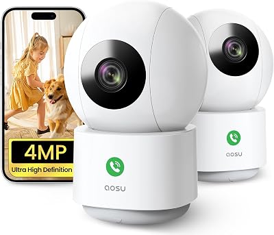 aosu 2.5K Indoor Cameras 2 Pack – 5G WiFi Nanny Cam Night Vision Motion