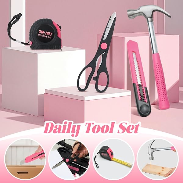ARUCMIN 39-PIECE HOUSEHOLD TOOL SET WITH TOOLBOX STORAGE CASE FOR ESSENTIAL HOME REPAIRS, DIY, AND EVERYDAY USE IN HOME, GARAGE AND OFFICE
