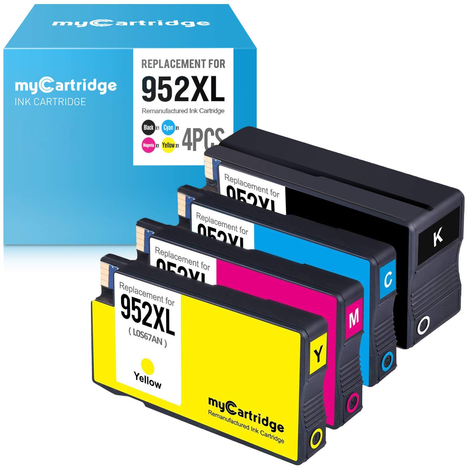 Mycartridge Re Manufactured Ink Cartridge Replacement For Hp 952!   xl 952 Xl 1 Black 1 Cyan 1 Magenta 1 Yellow 4 Pack - 
