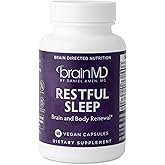 BRAINMD Dr Amen Restful Sleep - 60 Vegan Capsules, Pack of 2 - With Melatonin, Valerian Extract, GABA & Magnesium - Non-Habit Forming - 60 Total Servings