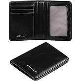 Small Vertical RFID Blocking Wallets for Men ，Bifold Slim Men Wallet Genuine Leather Thin, Compact & Stylish with Clear ID Windows