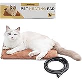 PetTemp Pet Heating Pad for Cats Dogs Indoor & Sheltered Outdoor Waterproof Heated Cat Bed Heated Dog Bed Chew Resistant Cord Constant Temperature Brown 16 x 13 Inch