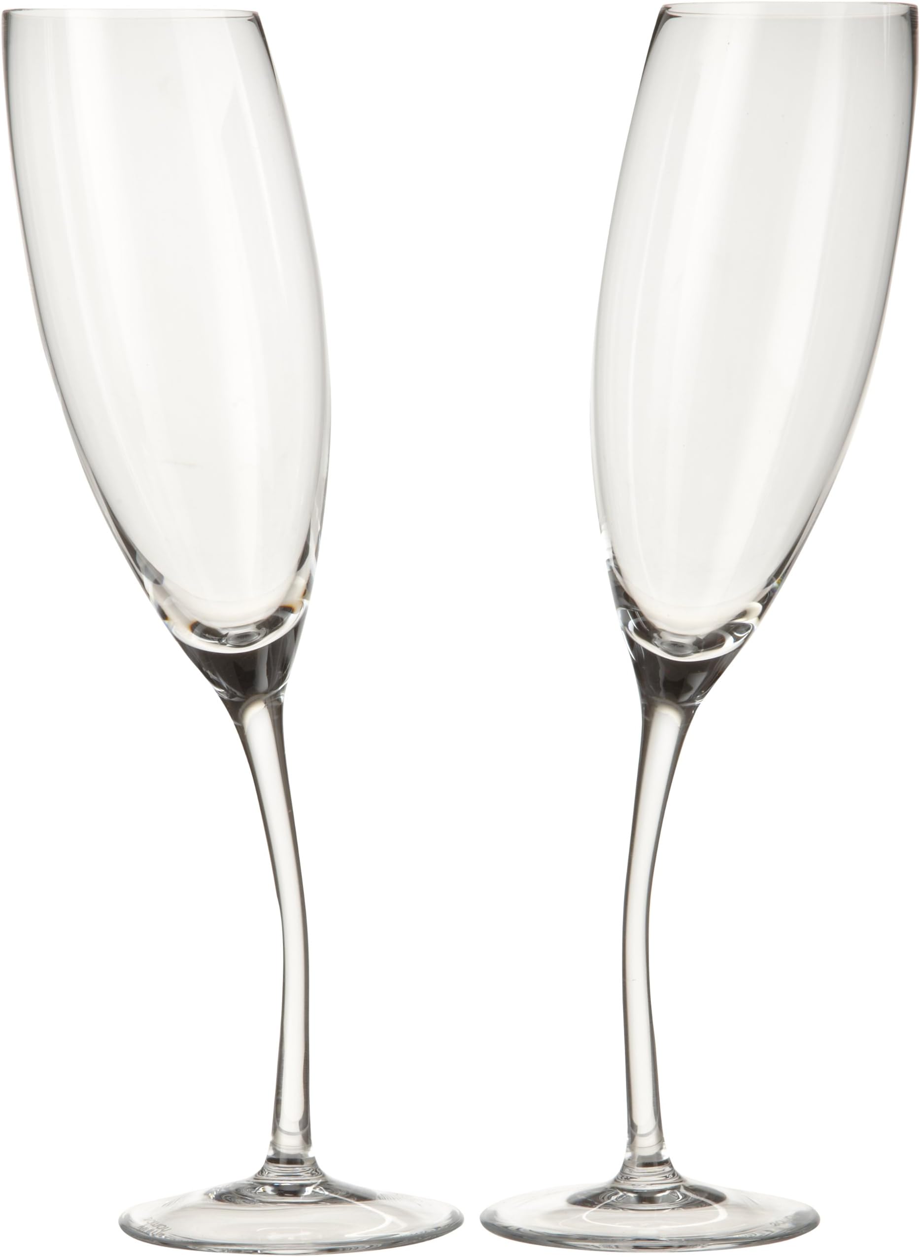 Nambe Rogaska Tilt 8-1/2-Ounce Flute Stemware, Set of 2