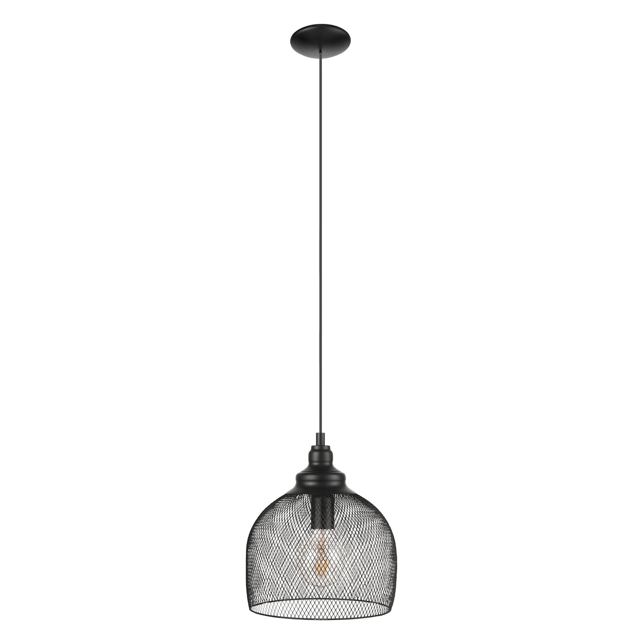 Eglo Pendant Light Straiton, 1-Light Hanging Lamp Industrial Vintage, Steel Pendant Lamp in Black, Dining Table Light, Living Room Hanging Lamp with E27 Socket