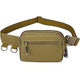 HUNTVP Tactical Fanny Pack Small Waist Bag EDC Military Fanny Pack for Men Crossbody Hip Belt Bag Waist Pouch for Women Daily Use Travel Hiking Bumbag, Brown