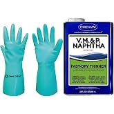 Odorless Paint Thinner - Crown VM&amp;P Naphtha - 1 qt - Metal Tools, Machinery &amp; Paint Brush Cleaner Solvent Paint Thinner for Oil Based Paints, Varnishes &amp; Enamels - Available with Omni Depot Gloves