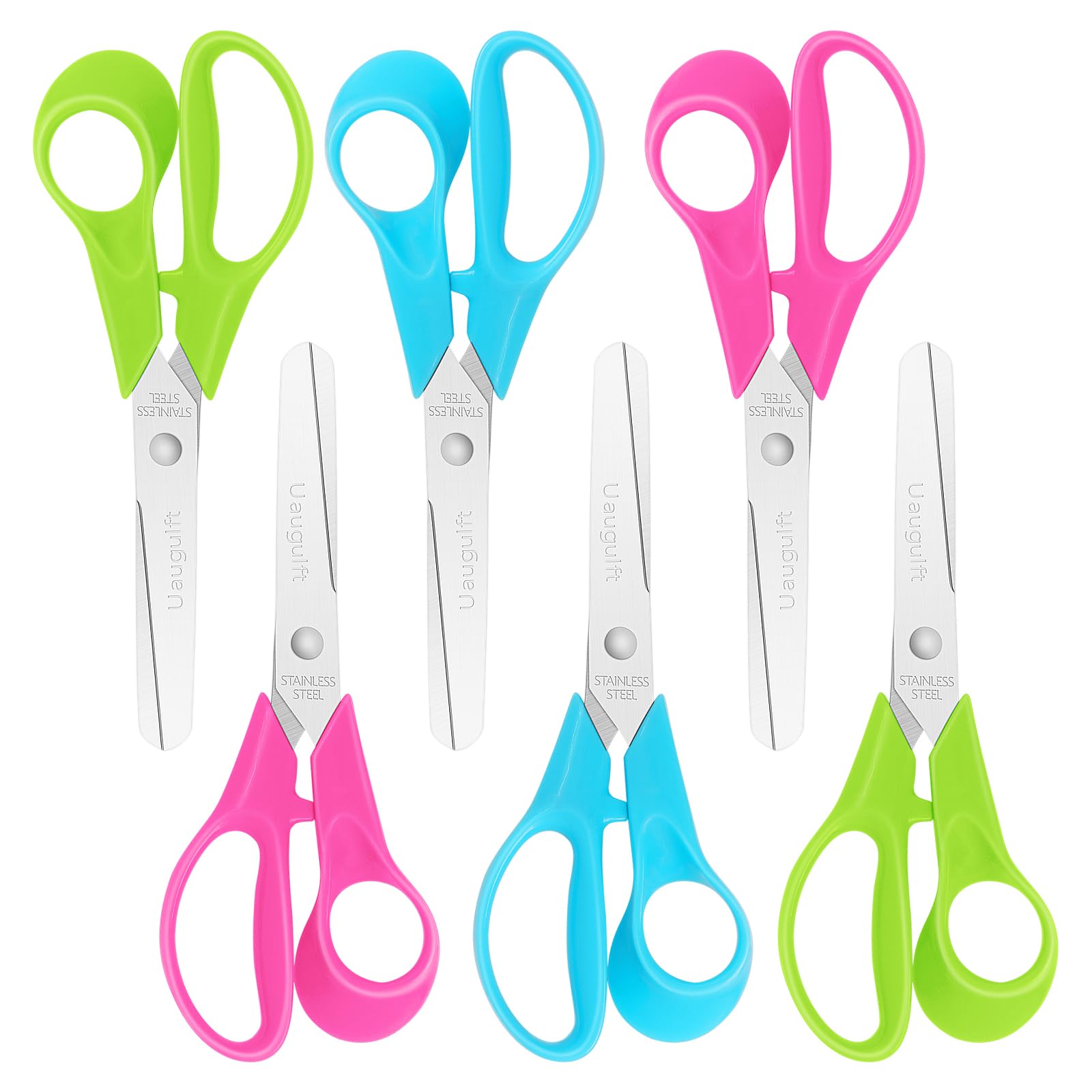 Uaugulft Kid Scissors, Safety Children Scissors with Stainless Steel Blunt Tip Blades and Ergonomic Handle, Great for School and Classrooms, Multiple Colors, 5 inch, 6 Pcs โ image 1
