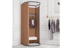 WUGCHDA Clothing Store Fitting Room, Portable Dressing Room for Boutique, Movable Changing Room with Shading Curtain, Tempora